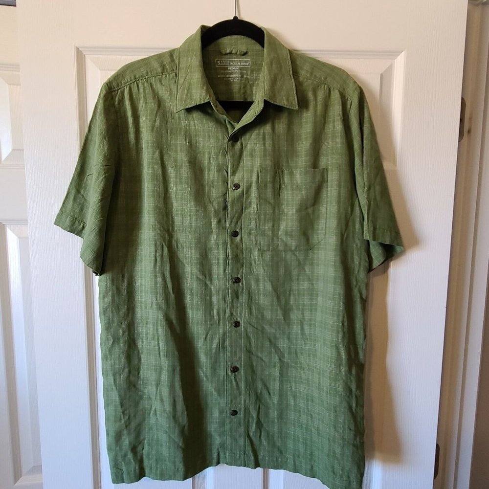 5.11 Tactical Short Sleeve Shirt Snap Button Modal Polyester Green Men's Medium